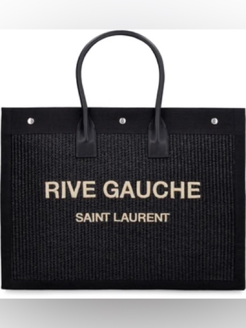 Saint Laurent Rive Gauche Black Rattan Tote